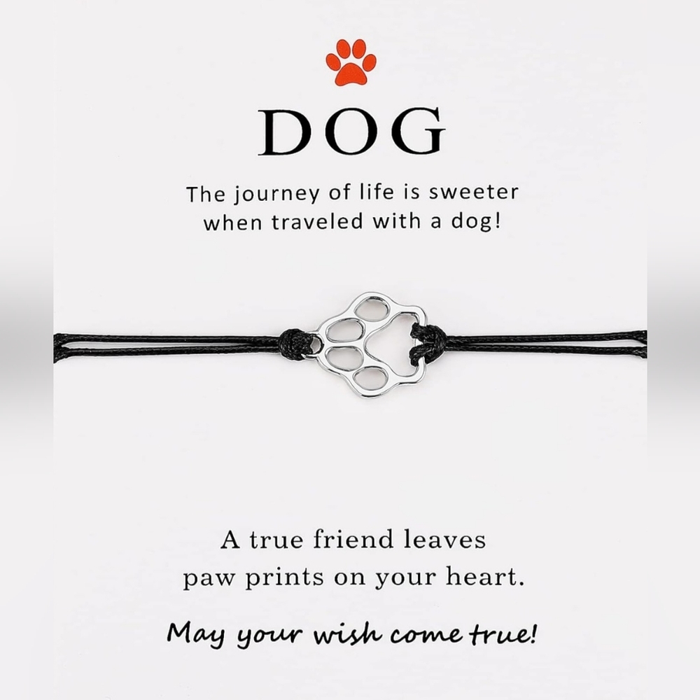 Dog Cat Lover Puppy Animal Paw Charm Make A Wish String Bracelet Gift Friendship